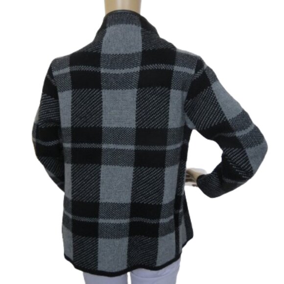 Papillon Black & Grey Plaid Wrap Cardigan - Picture 4 of 5